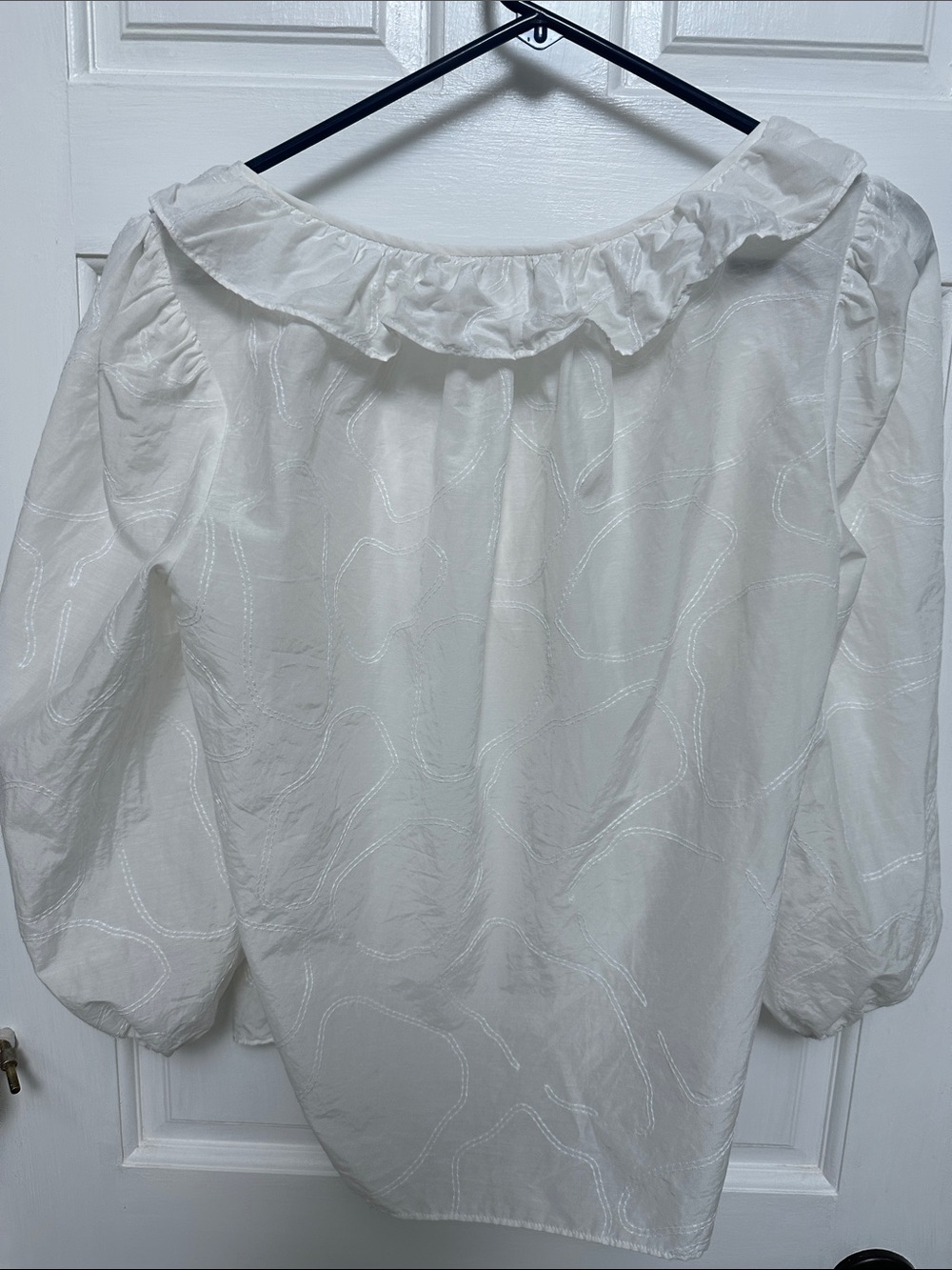 AYR White Ruffle-Neck Button Front Blouse - Picture 6 of 6